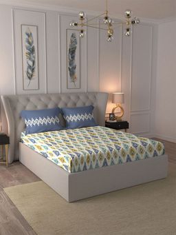 MYTRIDENT - Beacon Blue Bedsheet with 2 Pillow Covers