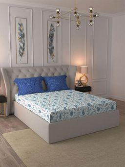MYTRIDENT - Coromandel Blue Bedsheet with 2 Pillow Covers