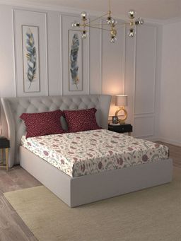 MYTRIDENT - Coromandel Red Bedsheet with 2 Pillow Covers