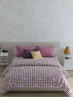 MYTRIDENT - Utsav Mahal Purple Queen Bedsheet & 2 Pillow Covers