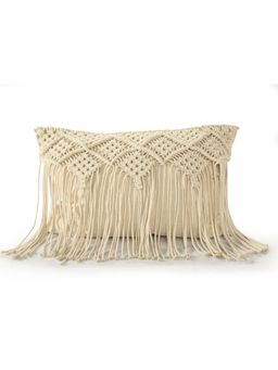 Sashaa World - Macrame In Natural with Long Fringe Cushion (Single)