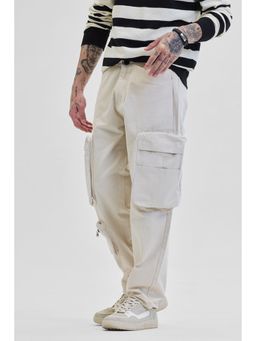 Snitch - Men Cream Solid Cargo
