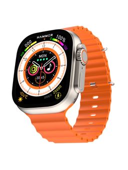 HAMMER - Ace Ultra Bluetooth Calling Smart Watch with 2 Straps & Fully Metallic Body Grey-Orange