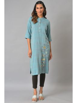 Aurelia - Blue Thread Embroidered Printed Kurta