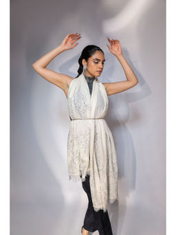 Modarta By Kamakshi - White Lace Women Shawl for Winter