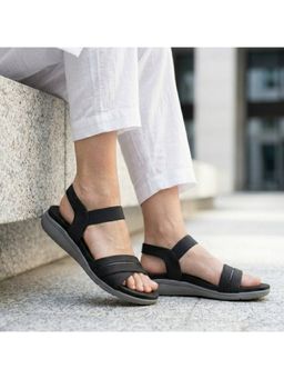 Global Step - Silver Accent Black Open Toe Flats