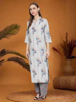 KVS FAB - Women Multi-Color Cotton Printed Kurta with Palazzo (Set of 2)