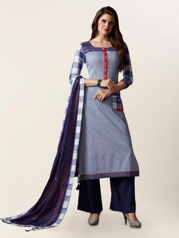 KVS FAB - Women Lavender Cotton Kurta with Palazzo and Dupatta (Set of 3)