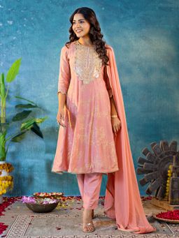 Kasya - Baby Pink Sequin Embroidered Kurta and Pant with Chiffon Dupatta (Set of 3)