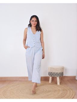 Sivaka India - Blue Stripes Cotton Vest Co-Ord (Set of 2)