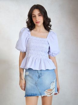 Virgio - Cotton Smocked Striped Top