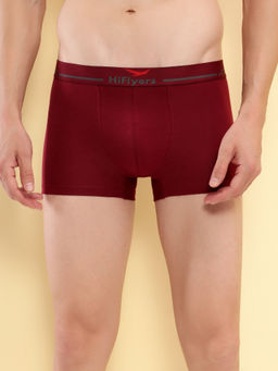 HIFlyers - Maroon Men Cotton Spandex Solid Trunk