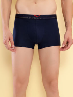 HIFlyers - Navy Blue Men Cotton Spandex Solid Trunk