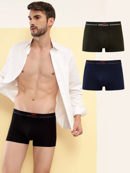 HIFlyers - Multi-Color Men Cotton Spandex Solid Trunks (Pack of 3)