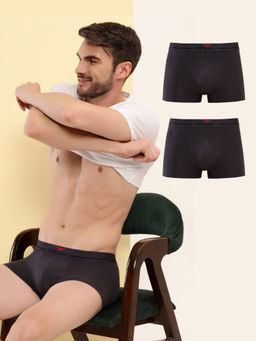 HIFlyers - Grey Men Cotton Spandex Solid Trunks (Pack of 3)