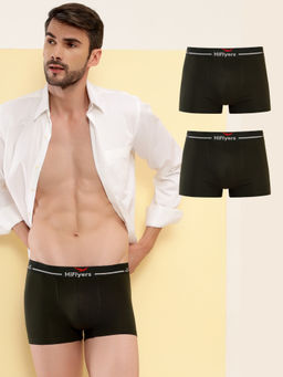 HIFlyers - Olive Men Cotton Spandex Solid Trunks (Pack of 3)