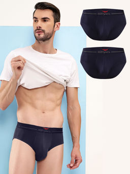 HIFlyers - Navy Blue Men Solid Micro Modal Brief (Pack of 3)