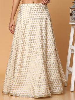 SALWAR STUDIO - Womens Off White Brocade Ethnic Skirt
