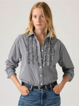 Levi's - Womens Checked Black Spread Collar Shirt