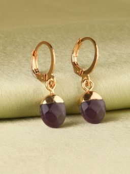 Accessorize London - Women's purple Celestial Stone Drop Huggie Hoop Earring