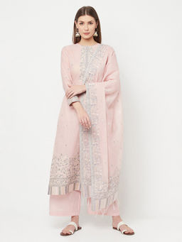 Safaa - Women Organic Cotton Woven Design Unstitched Dress Material with Dupatta (Set of 3)