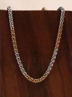 Palmonas - Mens Waterproof and Anti-Tarnish Silver-Gold Wheat Chain Necklace
