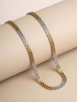 Palmonas - Mens Waterproof and Anti-Tarnish Silver-Gold Dual Chain Necklace