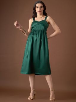Mabish By Sonal Jain - Green Corset Yoke Midi Dress