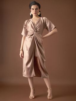 Mabish By Sonal Jain - Nude Front Twist Midi Dress