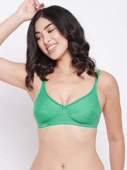Clovia - Cotton Rich Solid Non-Padded Full Cup Wire Free Everyday Bra - Light Green