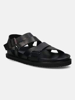 Bugatti - Fermo Black Men Leather Back Strap Sandals