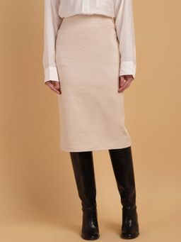 Sands of India - Nude Pencil Skirt with Back Slit