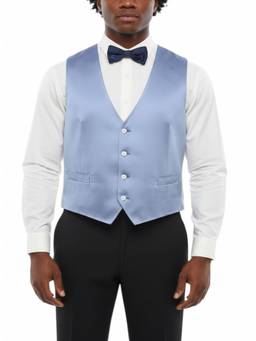 Corneliani - Blue Solid V Neck Waist Coat