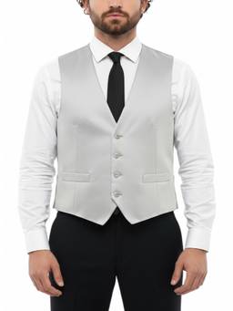 Corneliani - Grey Solid V Neck Waist Coat