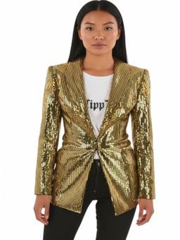 Philipp Plein - Golden Embellished Shawl Lapel Blazer