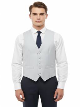 Corneliani - Light Grey Solid Waist Coat