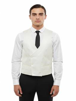 Corneliani - White Double Breasted Waist Coat