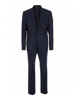 EMPORIO ARMANI - Navy Blue Notched Lapel Blazer with Trouser