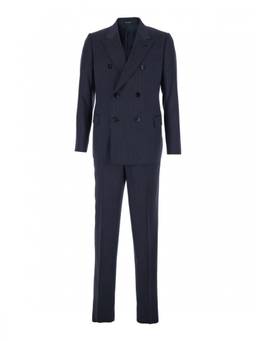 EMPORIO ARMANI - Navy Blue Double Breasted Blazer with Trouser