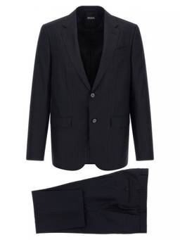 Zegna - Dark Navy Notched Lapel Blazer with Trouser