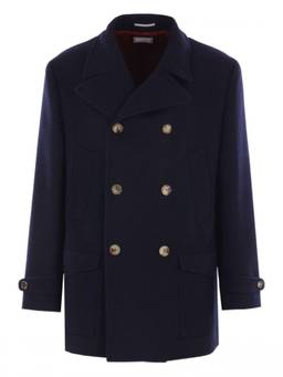 Brunello Cucinelli - Navy Blue Wool Double-Breasted Coat