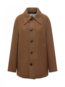AMI Paris - Brown Solid Shirt Collar Trench Coat