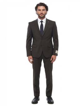 Corneliani - Dark Brown Notched Lapel Blazer with Trouser