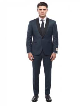 Corneliani - Navy Blue Shawl Lapel Blazer with Trouser
