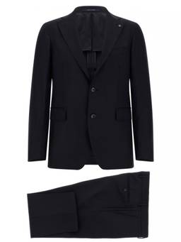 Tagliatore - Dark Navy Notched Lapel Blazer with Trouser