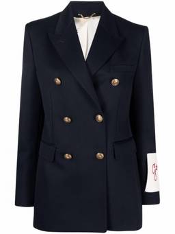 Golden Goose - Golden Genuine Leather Navy Blue Double-Breasted Blazer
