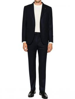 Tagliatore - Navy Notched Lapel Blazer with Trouser