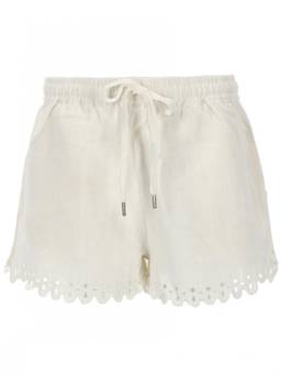 Marant Etoile - White Cotton Embroidered Shorts
