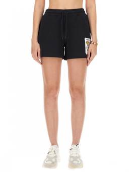 Moschino - Black Cotton Graphic Shorts