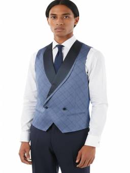 Corneliani - Blue Shawl Lapel Waist Coat